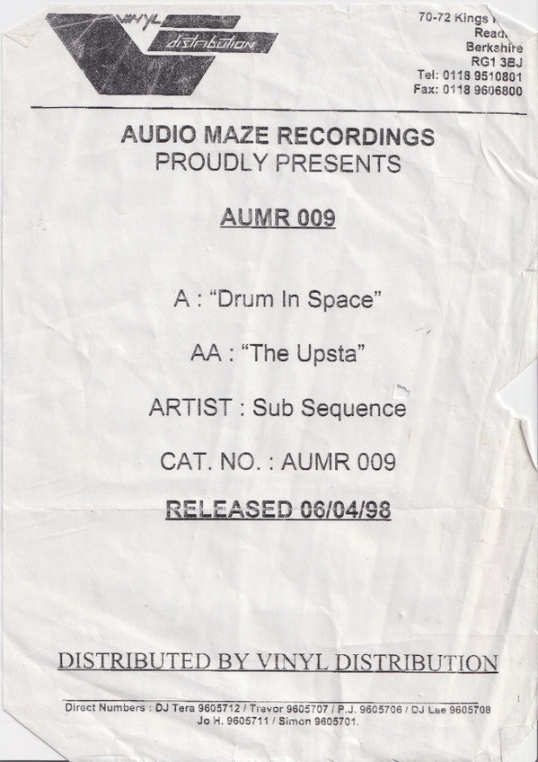 Sub Sequence – Drum In Space / The Upsta